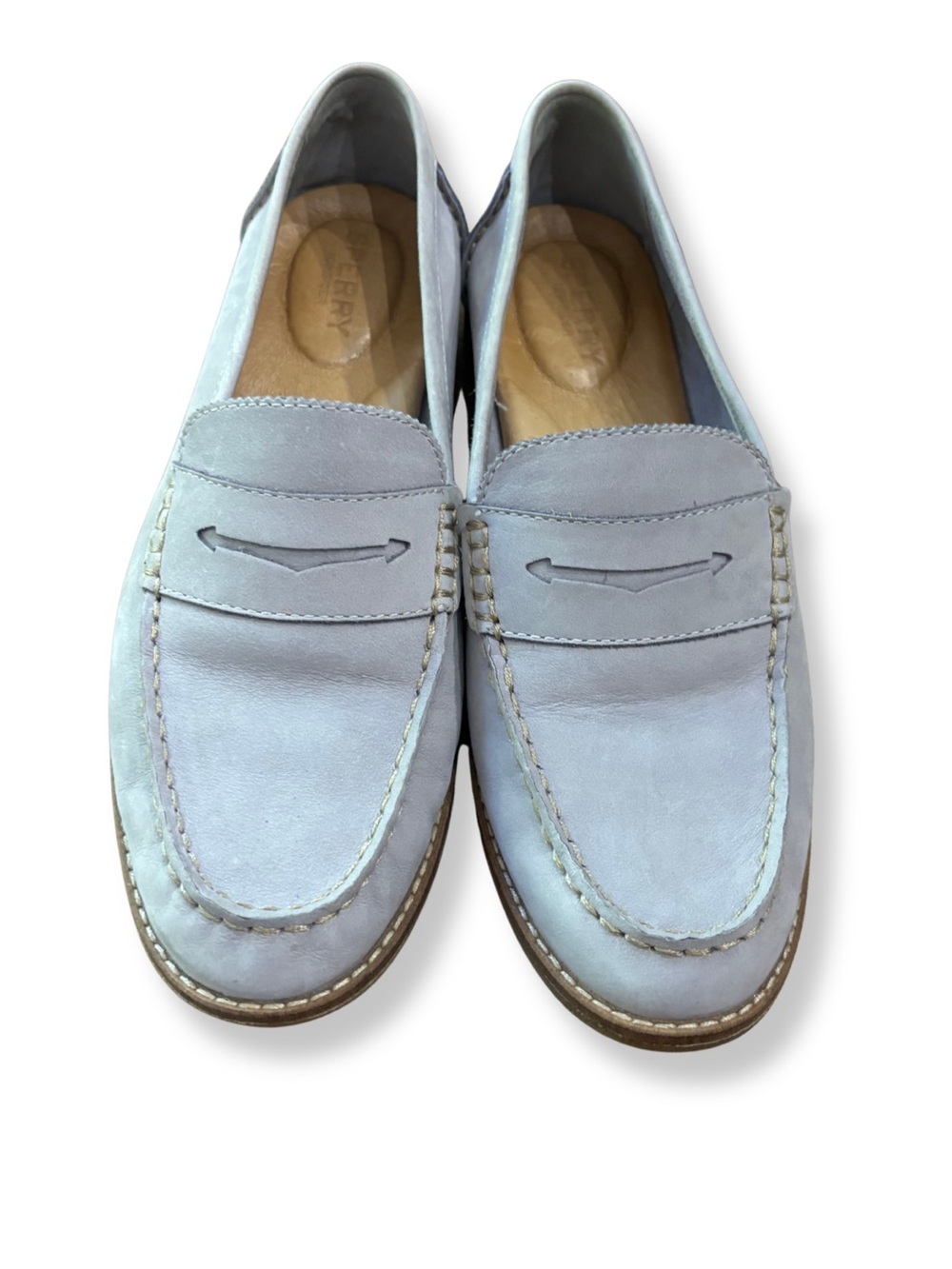Sperry Women’s Leather Penny Loafers Size 9 Pastel Lavender Nubuck Slip-On Shoes